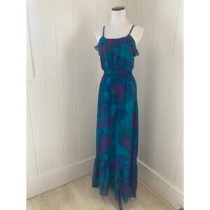 Express Teal & Fuschia Chiffon Maxi Dress, Size XS